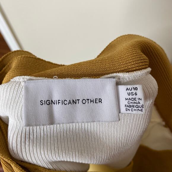 SIGNIFICANT OTHER Anna Two-Tone Knit Wrap Midi Skirt Cream Almond Size 6 - Picture 5 of 9